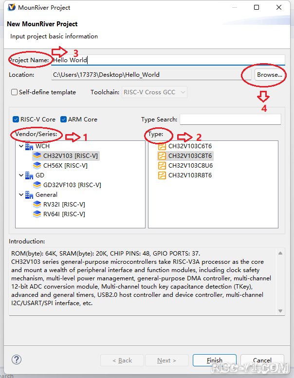 RISC-Vduino UNO RC开发板教程-RISC-Vduino任务4-1 Hello World实验_MounRiverrisc-v单片机中文社区(4)