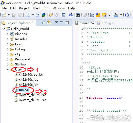 RISC-Vduino UNO RC开发板教程-RISC-Vduino任务4-1 Hello World实验_MounRiverrisc-v单片机中文社区(7)